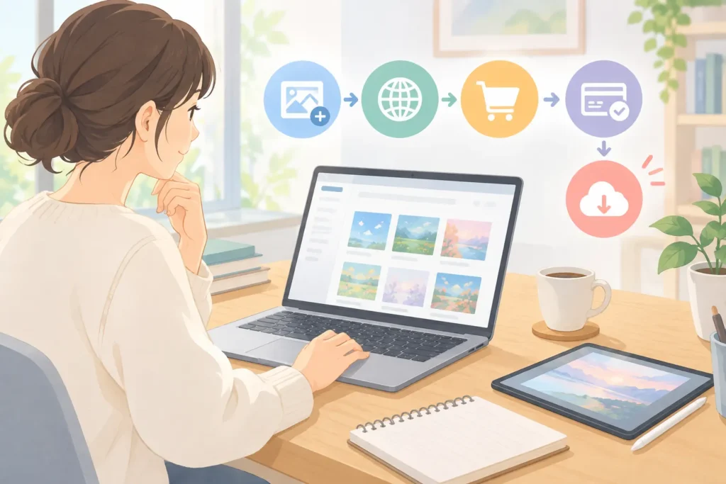 販売の流れを先に押さえる：AI生成イメージ