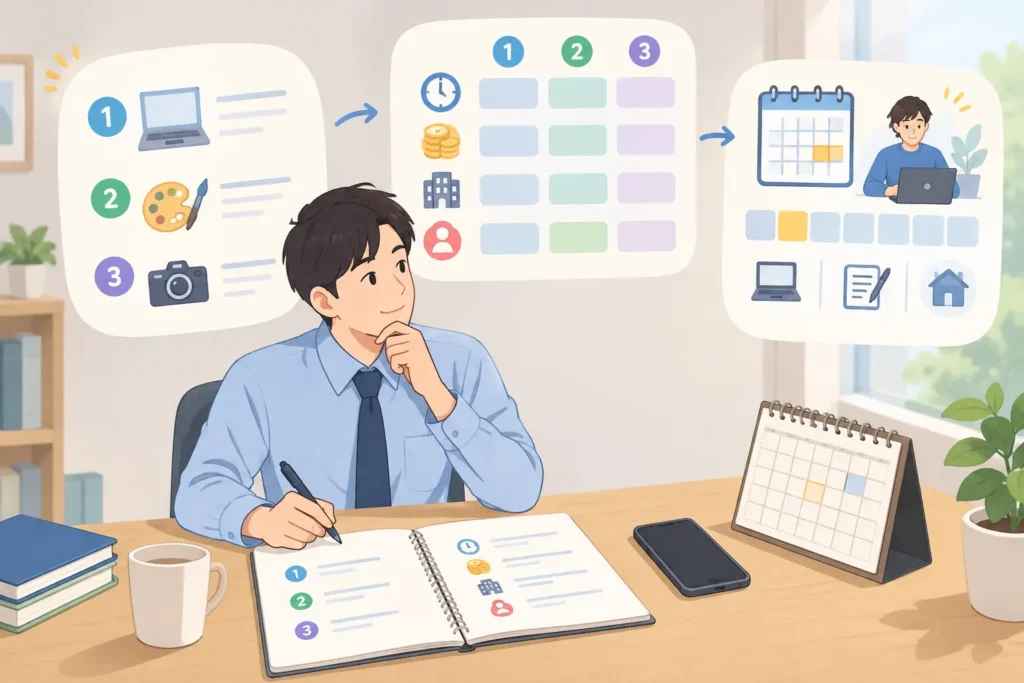選ぶときの確認手順：AI生成イメージ